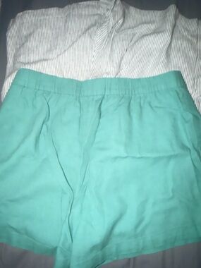 J. Crew Factory Olive Green High-Waist Elastic-Waist Shorts